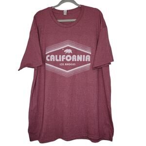 California Los Angeles Graphic Print Crew Neck Red Heathered T-Shirt Men Sz 2XL